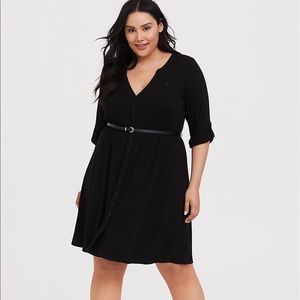 TORRID - BLACK JERSEY BELTED SHIRT DRESS